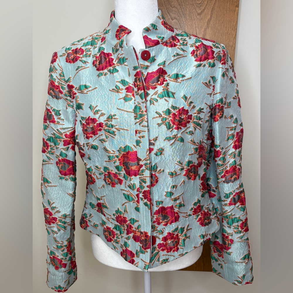 Floral Quilted Jacket Size 12 by Tanner Cottage Core Boho Garden Fairy Glam